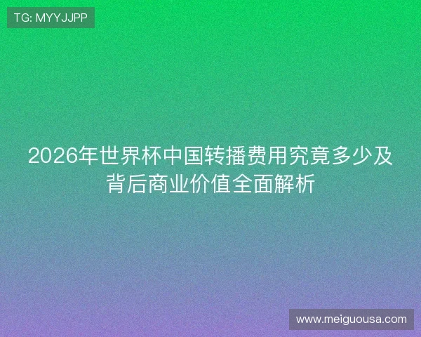 2026年世界杯中国转播费用究竟多少及背后商业价值全面解析
